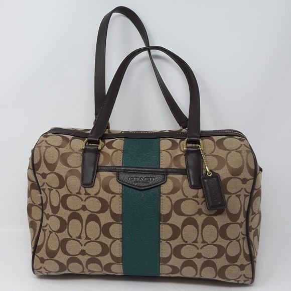 Coach Handbags - COACH Signature Stripe 12CM Nancy Satchel